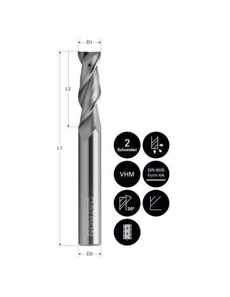 Freza cu 2 caneluri, racire interna, Datron 0068912, 12.0x32.0x12.0mm