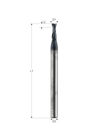 Freza pt. otel, X.CEED, 2 caneluri, Datron 0078021K, 2.1x5.0x3.0mm