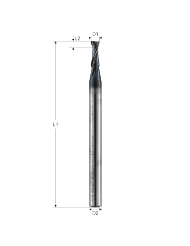 Freza pt. otel, X.CEED, 2 caneluri, Datron 0078022K, 2.2x5.0x3.0mm