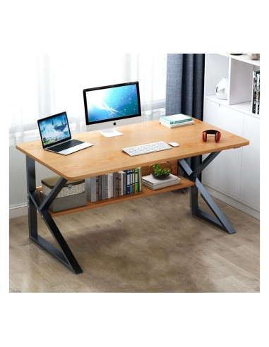 Masa de gaming, birou cu raft maro deschis, 100x60 cm, JollyMag, STL08BR