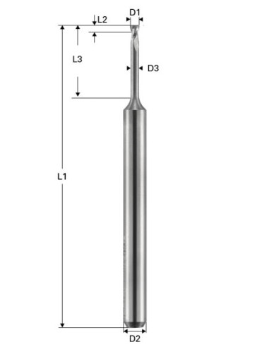 Freza de adancime, Toric Cut, 2 caneluri, Datron 00781012, 1.2x1.8x3.0mm