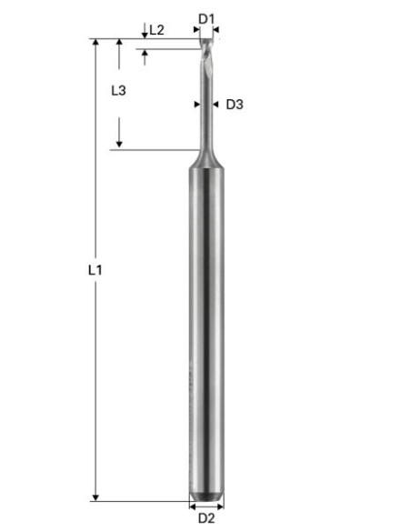Freza de adancime, Toric Cut, 2 caneluri, Datron 00781012, 1.2x1.8x3.0mm