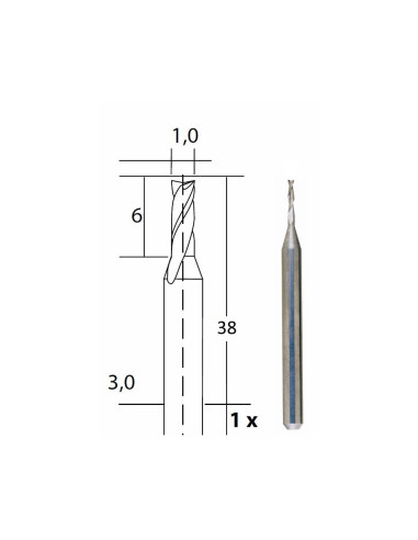 Freza cu 2 caneluri, Proxxon 28758, 1.0x3.0mm
