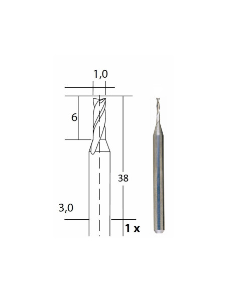 Freza cu 2 caneluri, Proxxon 28758, 1.0x3.0mm