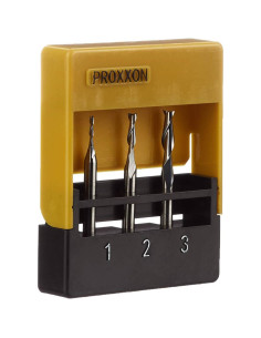 Set 3 freze tungsten, 2 caneluri, Proxxon 27116, 1.0-2.0-3.0mm, ax 3.0mm