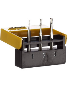 Set 3 freze tungsten, 2 caneluri, Proxxon 27116, 1.0-2.0-3.0mm, ax 3.0mm 2