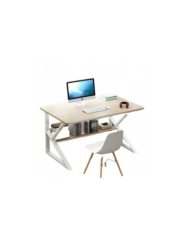 Masa de gaming, birou cu raft alb-bej, 80x40 cm, JollyMag, STL04B