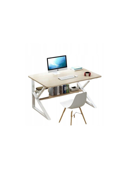 Masa de gaming, birou cu raft alb-bej, 80x40 cm, JollyMag, STL04B