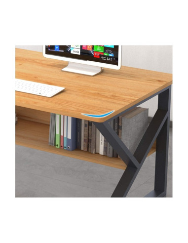 Masa de gaming, birou cu raft alb-bej, 80x40 cm, JollyMag, STL04B