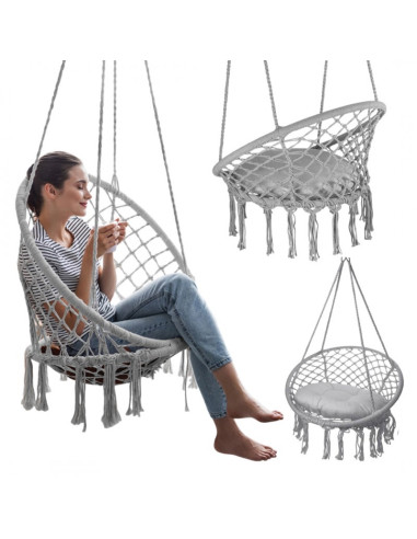 Leagan gri, tip scaun suspendat, cu perna, maxim 120 de kg,  JollyMag, KR33SZ