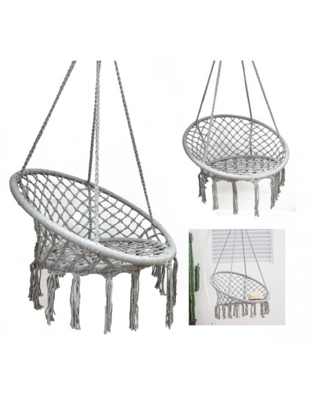 Leagan gri, tip scaun suspendat, cu perna, maxim 120 de kg,  JollyMag, KR33SZ