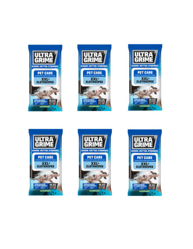 Set 6 pachete de servetele umede UltraGrime Pet-Care, 38 cm x 25 cm, 240 de bucati