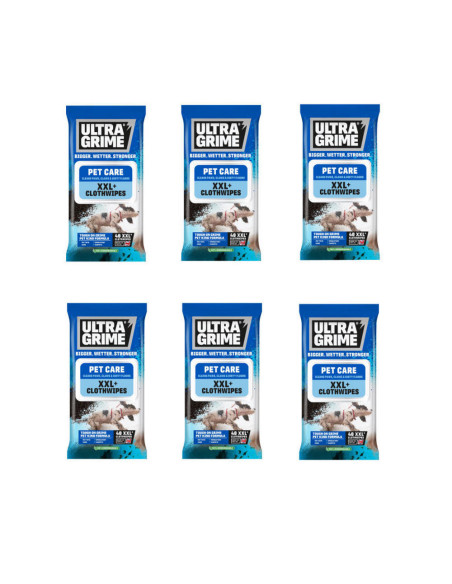 Set 6 pachete de servetele umede UltraGrime Pet-Care, 38 cm x 25 cm, 240 de bucati