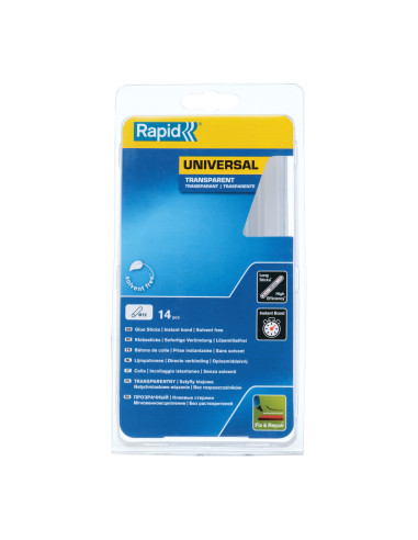 Rapid 40107362, set 14 batoane de adeziv, universale, transparente, 12 x 190 mm