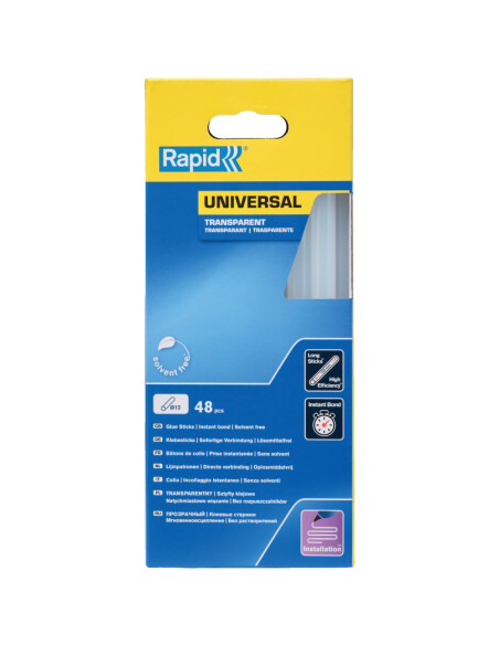 Rapid 5001411, set 48 batoane de adeziv, universale, transparente, 12 x 190 mm