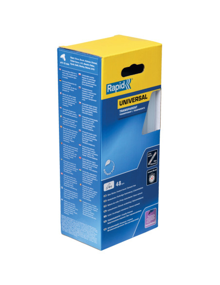 Rapid 5001411, set 48 batoane de adeziv, universale, transparente, 12 x 190 mm