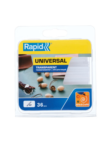 Rapid 40107948, set 36 batoane de adeziv, universale, transparente, 7 x 90 mm