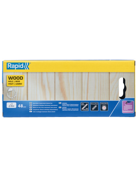 Rapid 5001421, set 48 batoane de adeziv, lemn, galben, 12 x 190 mm
