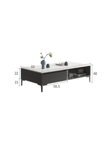 Masa de cafea, aspect marmura, 2 nivele, alb grafit, 120x60x40cm, JollyMag, STL17