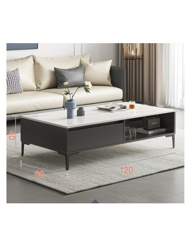 Masa de cafea, aspect marmura, 2 nivele, alb grafit, 120x60x40cm, JollyMag, STL17