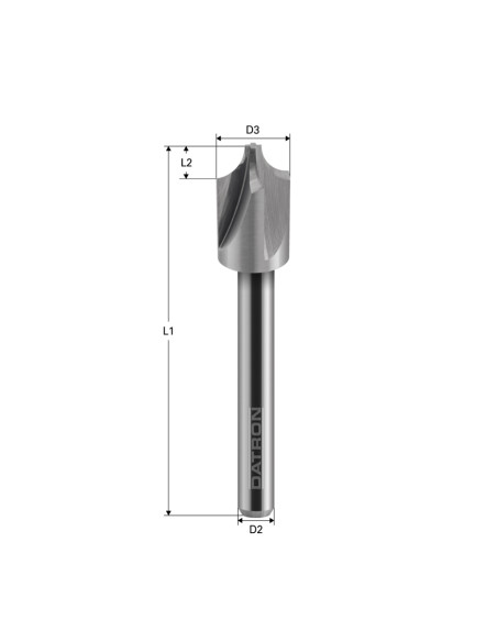 Freza cu raza externa, 2 caneluri, Datron 0068410, R 0.5, 5.0x0.5x6.0mm