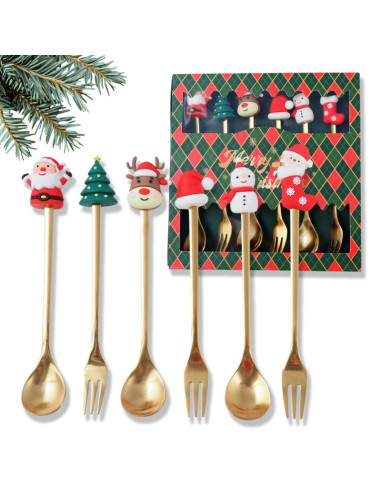 Set tacamuri pentru Craciun, 6 tacamuri, figurine cu tematica magica de Craciun, JollyMag, LYZ6