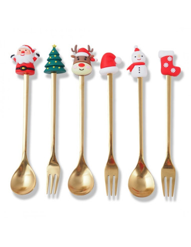 Set tacamuri pentru Craciun, 6 tacamuri, figurine cu tematica magica de Craciun, JollyMag, LYZ6