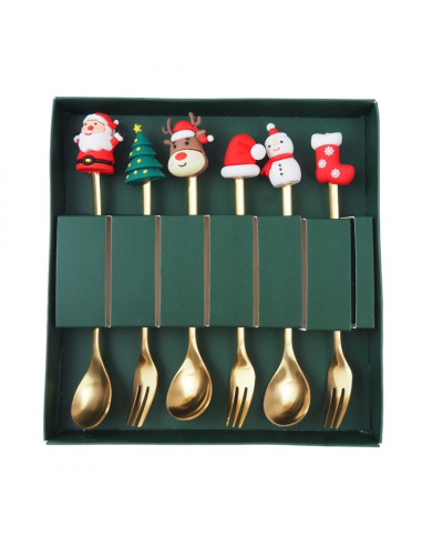 Set tacamuri pentru Craciun, 6 tacamuri, figurine cu tematica magica de Craciun, JollyMag, LYZ6