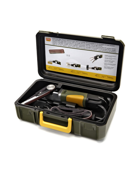 Proxxon 28536, Minislefuitor de tip curea BS/E, cap oscilant, 225-450 rpm, 80W, + geanta si accesorii