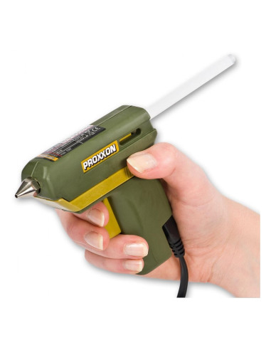Proxxon 28192, Pistol de lipit GlueGun HKP 220, verde, 40W, 200°C, duze interschimbabile, include 4 batoane si 3 duze, functiona