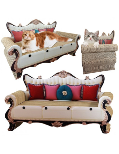 Canapea tip culcus pentru pisici, cu loc de zgariat si jucat, JollyMag, KOT19, 60x27x33 cm