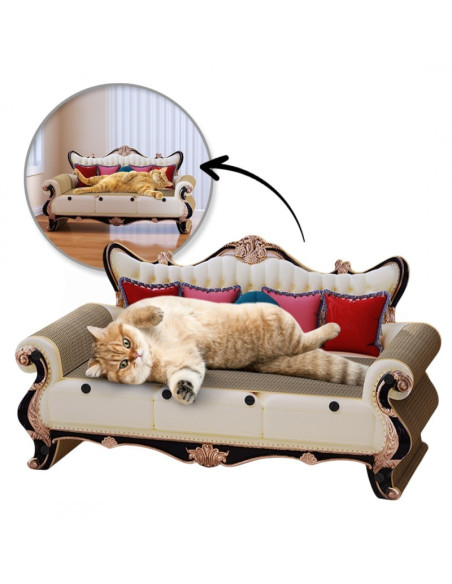 Canapea tip culcus pentru pisici, cu loc de zgariat si jucat, JollyMag, KOT19, 60x27x33 cm