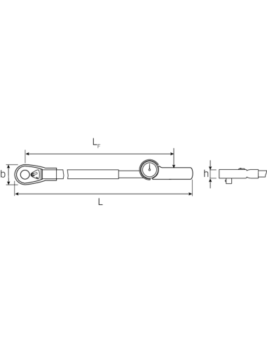 Cheie dinamometrica manoskop 71AR/80, cu click, 160–800 Nm