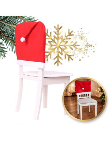 Husa de scaun pentru Craciun, decoratiune in forma de caciula de mos, 65x50 cm,  JollyMag, KSN69
