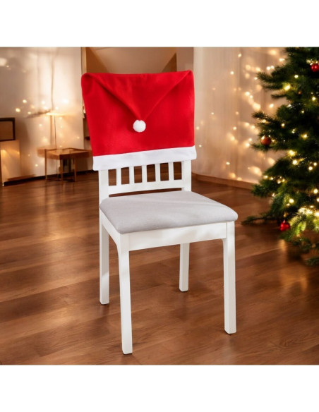 Husa de scaun pentru Craciun, decoratiune in forma de caciula de mos, 65x50 cm,  JollyMag, KSN69