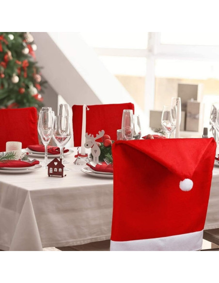 Husa de scaun pentru Craciun, decoratiune in forma de caciula de mos, 65x50 cm,  JollyMag, KSN69