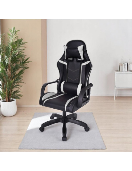 Scaun de gaming negru, cu perna lombara, max 150 kg, 64x114-124 cm, JollyMag, KO35B
