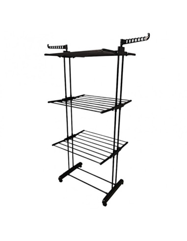 Uscator vertical mare de rufe, pliabil, pe roti, 3 nivele, negru, max 40 kg, JollyMag, SU02CZ