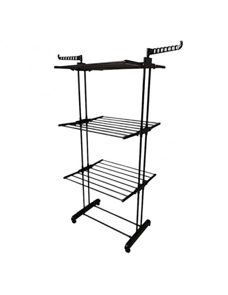 Uscator vertical mare de rufe, pliabil, pe roti, 3 nivele, negru, max 40 kg, JollyMag, SU02CZ