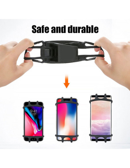 Suport universal din silicon pentru Telefoane cu Display, Flexibil, Montaj pe Ghidon, Compatibil si cu Carut, Trotineta sau Scut