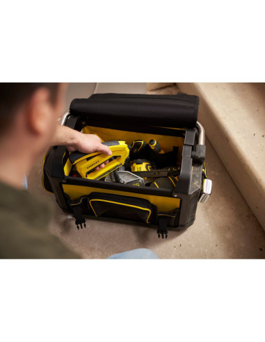 Stanley 1-79-213, Geanta pentru scule cu maner metalic Fatmax, baza rigida si impermeabila, din material textil, 20"