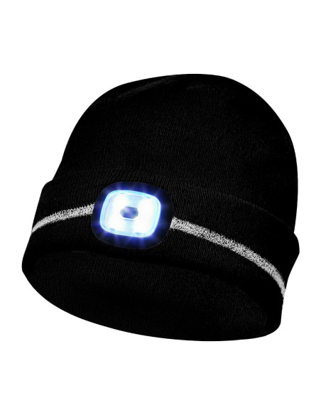 Gebol 700006, Caciula neagra cu banda reflectorizanta si LED, 4 niveluri de luminozitate, 60 de minute de functionare, LED detas