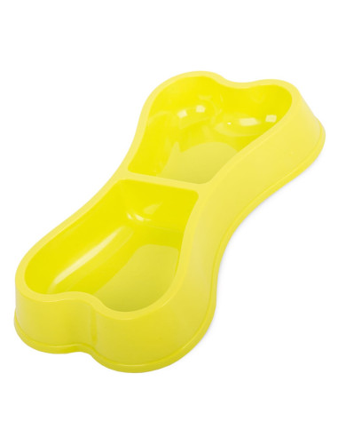 Castron dublu pentru hranire animale de companie, 0.15 L, Galben