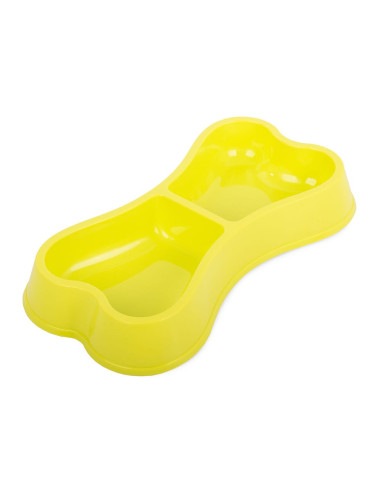 Castron dublu pentru hranire animale de companie, 0.15 L, Galben