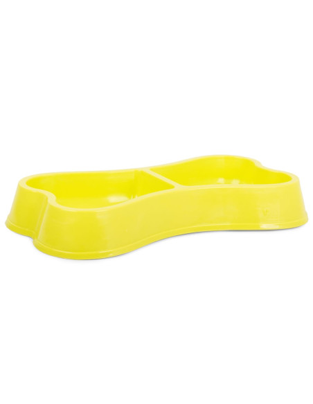 Castron dublu pentru hranire animale de companie, 0.15 L, Galben