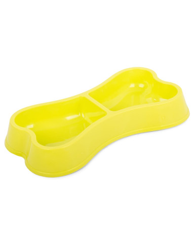 Castron dublu pentru hranire animale de companie, 0.15 L, Galben