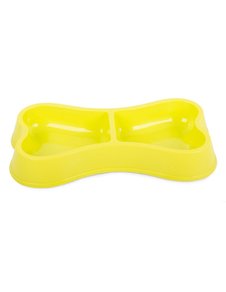 Castron dublu pentru hranire animale de companie, 0.15 L, Galben