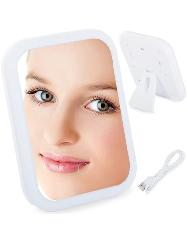 Mini Oglinda Cosmetica cu iluminare Led, 15 x 20 cm, Alb