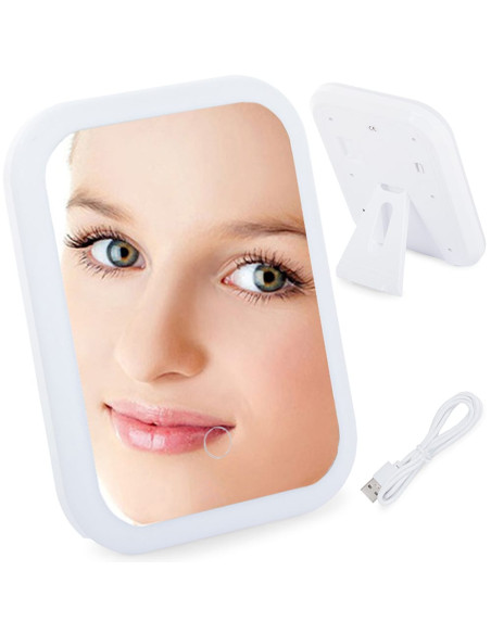 Mini Oglinda Cosmetica cu iluminare Led, 15 x 20 cm, Alb