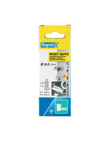 Rapid 5001482, set 20 nituri cu filet tip piulita M8, 3.5 mm